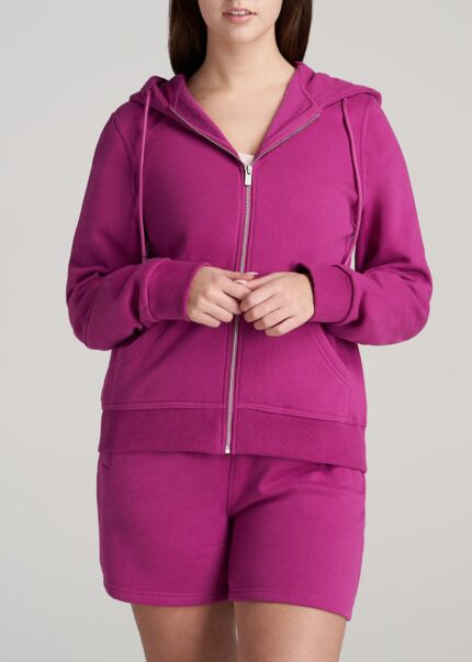 Wearever Fleece Full-Zip Women's Tall Hoodie in Pink Orchid