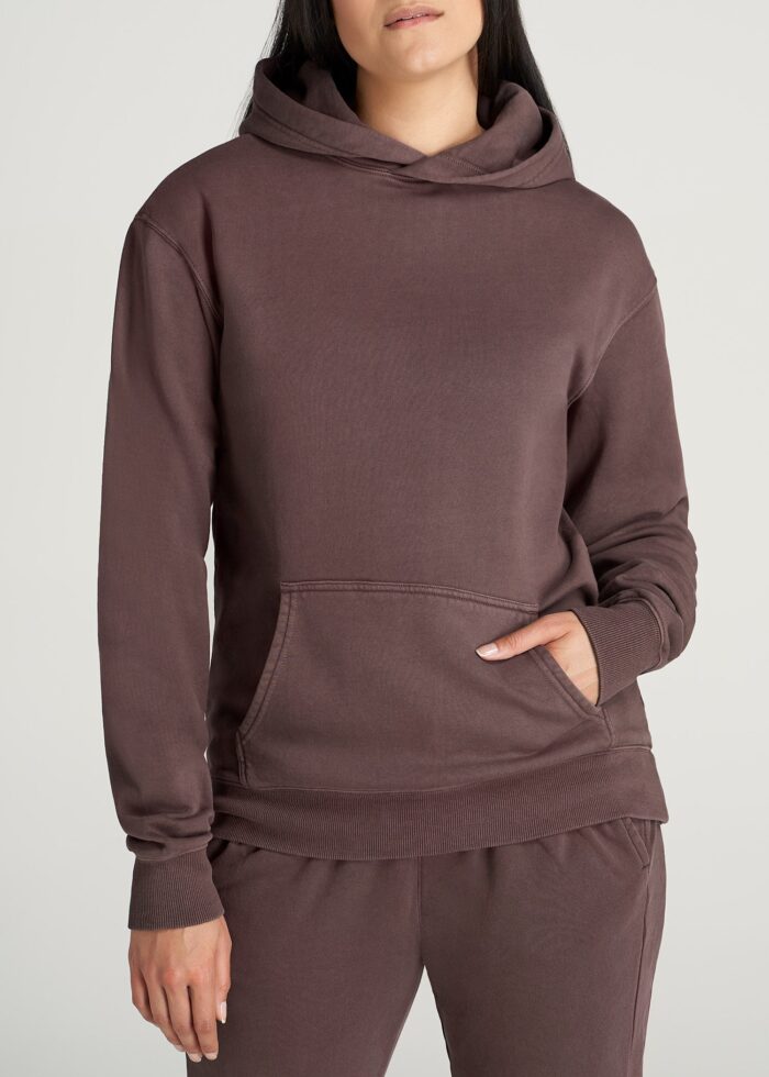 Wearever Fleece Garment-Dyed Pullover Hoodie for Tall Women in Dusty Merlot