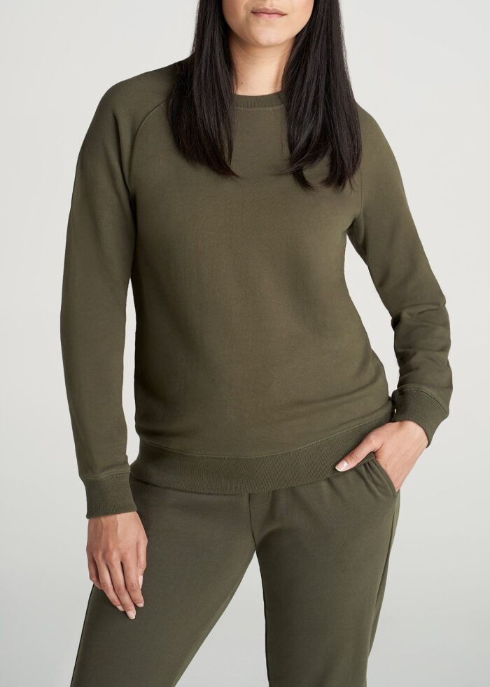 Wearever French Terry Women's Tall Crewneck Sweatshirt in Fern Green