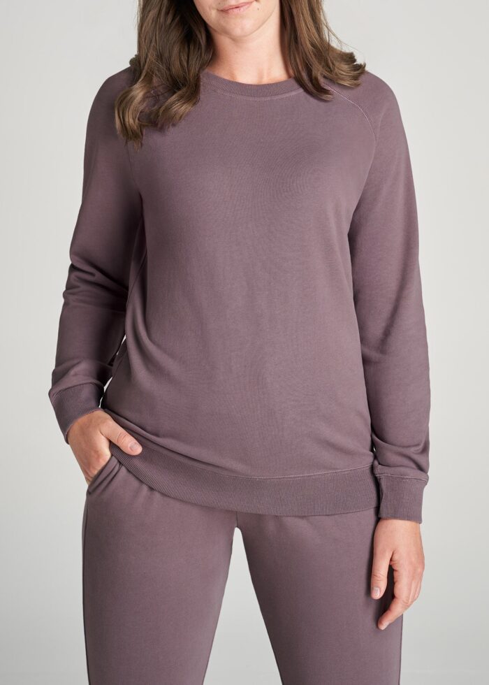 Wearever French Terry Women's Tall Crewneck Sweatshirt in Smoked Mauve